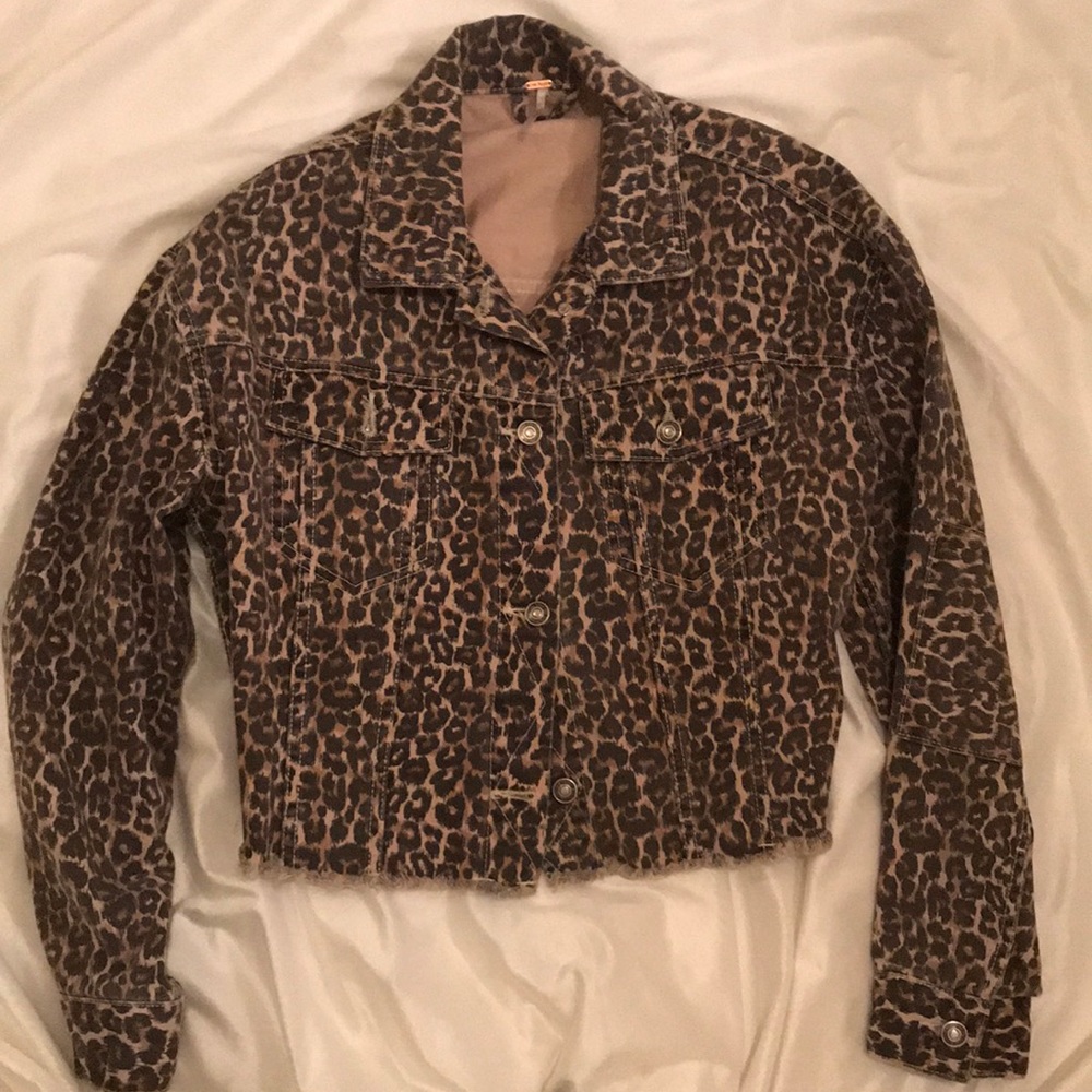 Free People Cheetah Denim Jacket